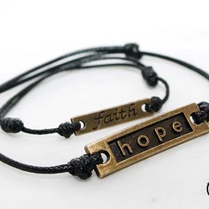 Ръчно изработени Мъжка и Дамска черни гривни "Hope" & "Fathe"