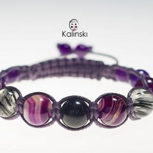 Гривна с естествени камъни, аметист, ахат,слънчев камък, косите на венера